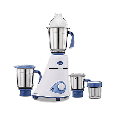 Preethi Blue Leaf Silver Mixer Grinder 600 Watt with 4 Jars (White)